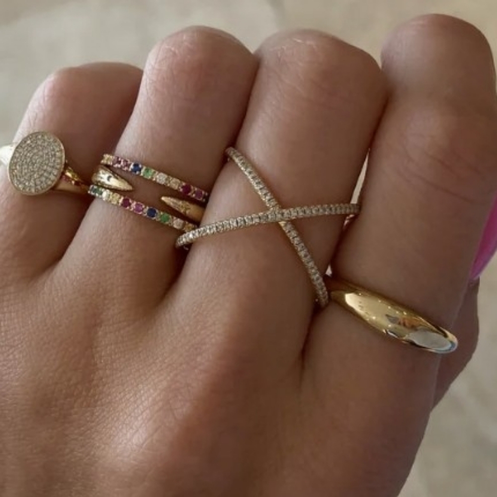 EF Collection Dome Ring Marked 14k 585 Unisex Size 7 New